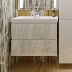 Style Line Мебель для ванной Даймонд 80 Люкс белая, PLUS подвесная – фотография-11